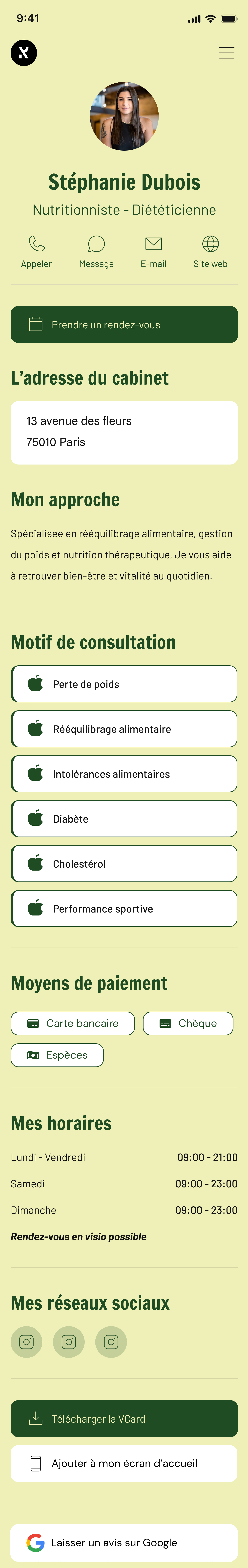 Template Nutritioniste